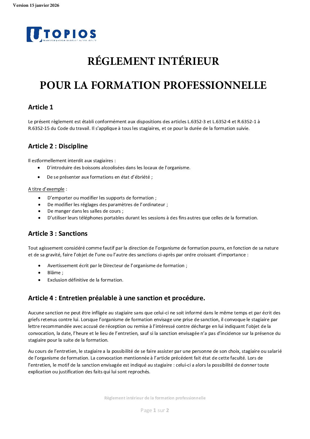 01_UTOPIOS-reglement_interieur_pour_la_formation_professionnelle_2026